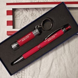 Red Pen and Flashlight Keychain Set